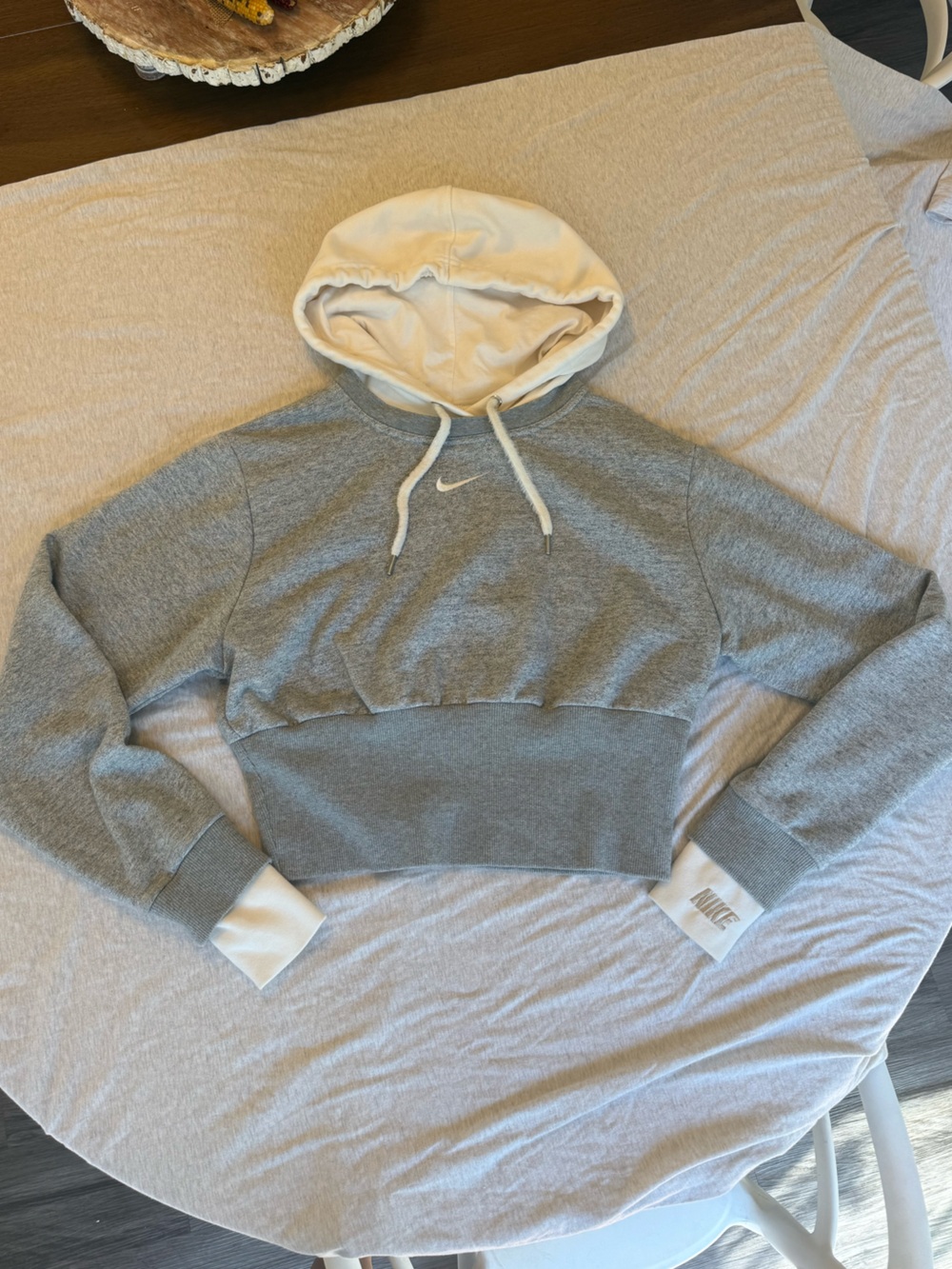 Nike Women's Gray Sweatshirt with Cream Hood
